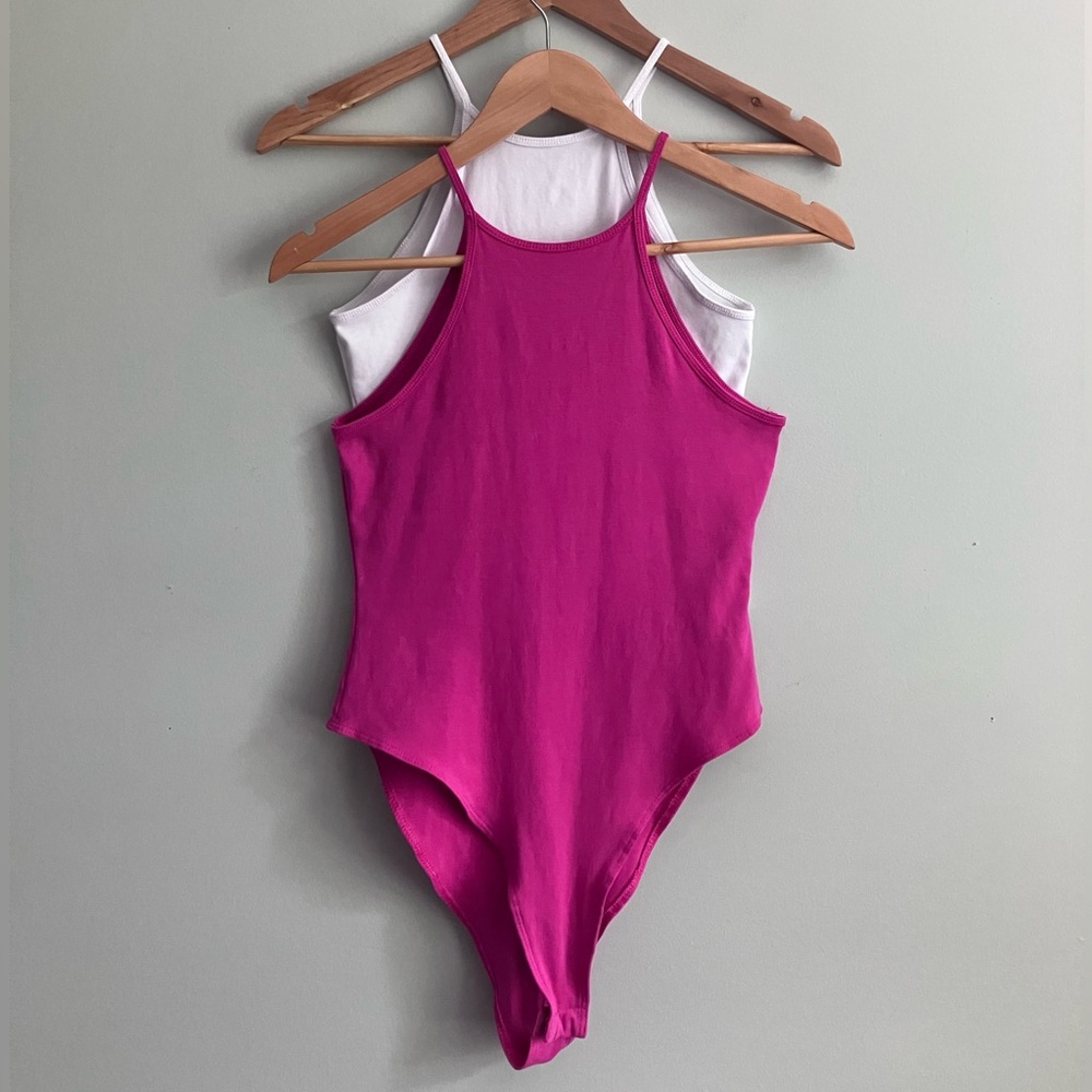 ZARA White and Pink Cutaway Light Weight Bodysuits Size S
